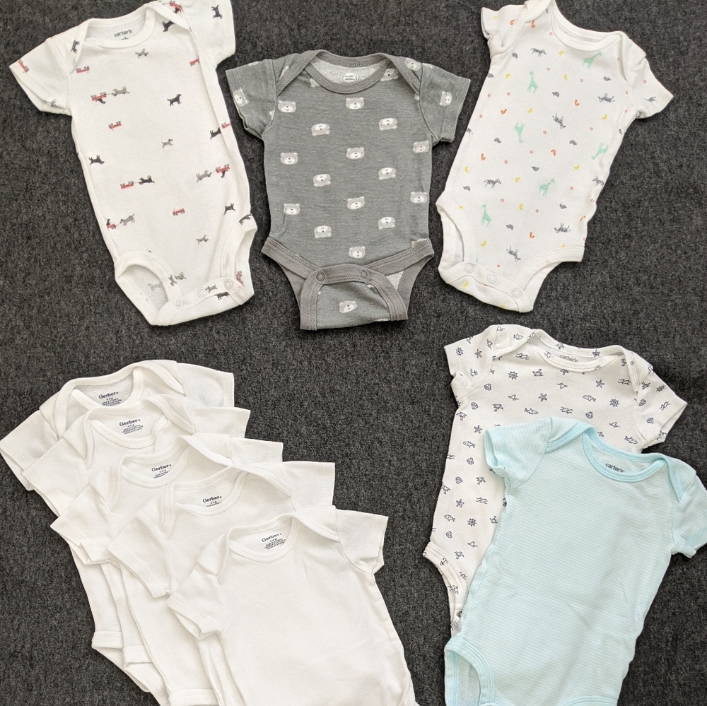 NB & 0-3M Bodysuits - 12 pack